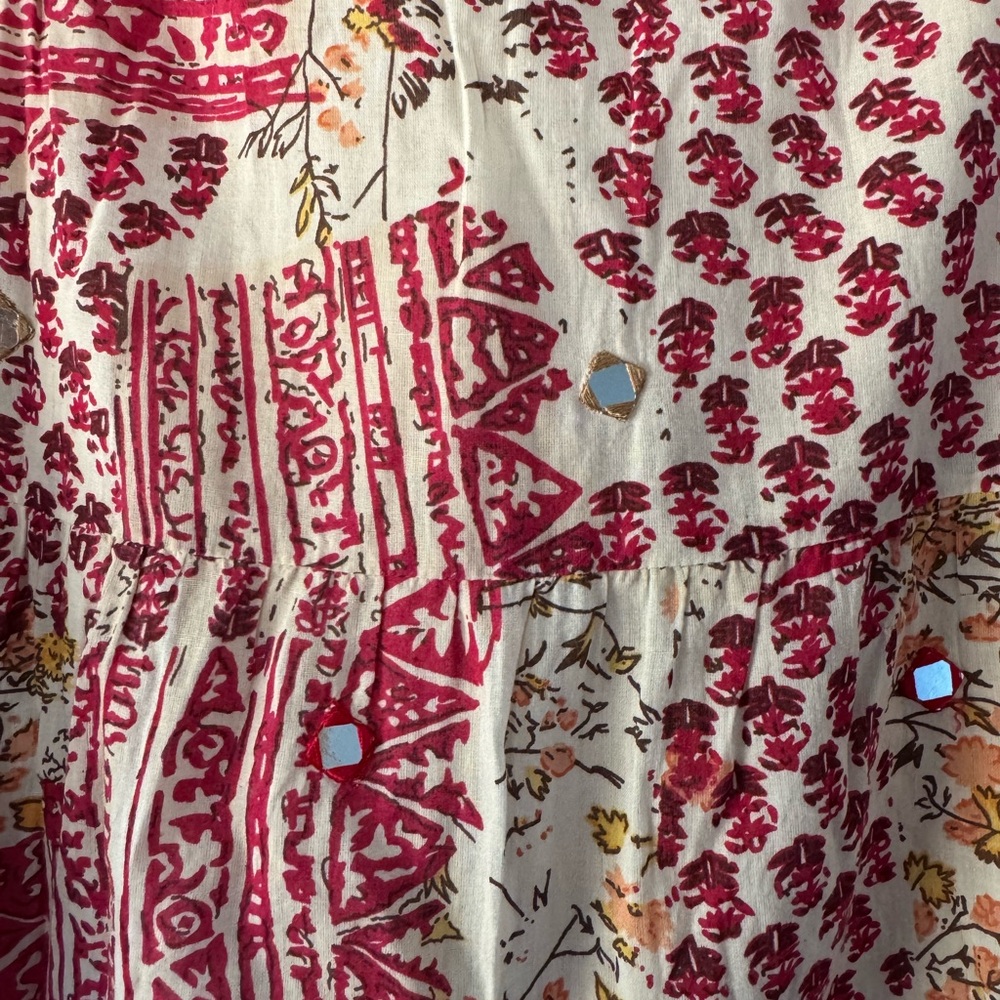 Forever 21 Pink and Red Tiered A-Line Midi Skirt - Picture 4 of 6